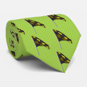 Lime Green Yellow Black, Goudgekleurd GolfslagStro Stropdas (Opgerold)