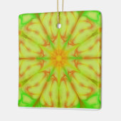 Lime Green Yellow Peach Fractal Mandala Flower Keramisch Ornament (Links)