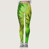 Lime Green & Yellow Psychedelic Starburst Leggings (Voorkant)
