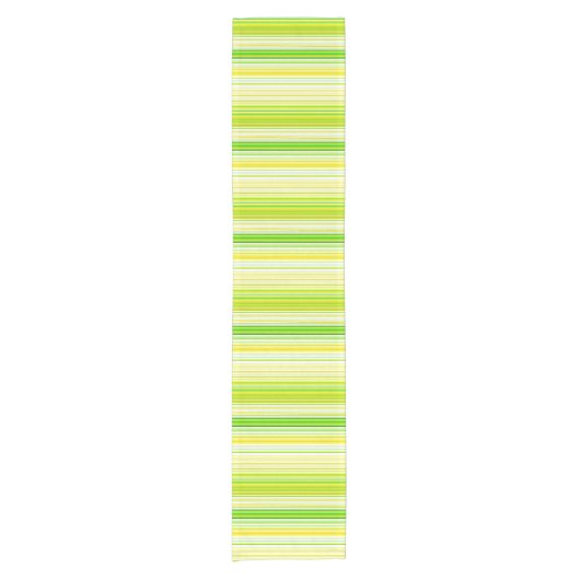 Lime Green Yellow Striped Pattern Korte Tafelloper (Voorkant)