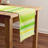 Lime Green Yellow Striped Pattern Korte Tafelloper (Voorbeeld)