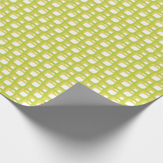  Lime Green Yellow Woven Squares  Cadeaupapier (Hoek)