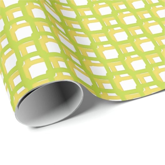  Lime Green Yellow Woven Squares  Cadeaupapier (Rol Hoek)