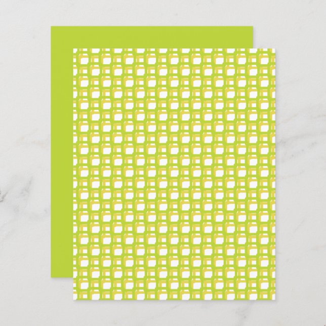 Lime Green Yellow Woven Squares Scrapbook Paper (Voorkant / Achterkant)
