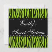 Lime Green Zebra Diamonds Sweet 16 Birthday Kaart (Voorkant)