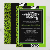 Lime Green Zebra en luipaard Print Afstuderen Kaart (Voorkant / Achterkant)