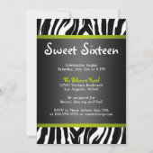 Lime Green Zebra - Foto - Sweet 16 Uitnodiging (Achterkant)