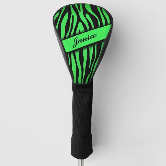 Lime Green Zebra Golfheadcover (Voorkant)