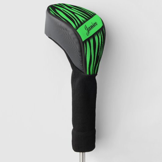 Lime Green Zebra Golfheadcover (Schuin)