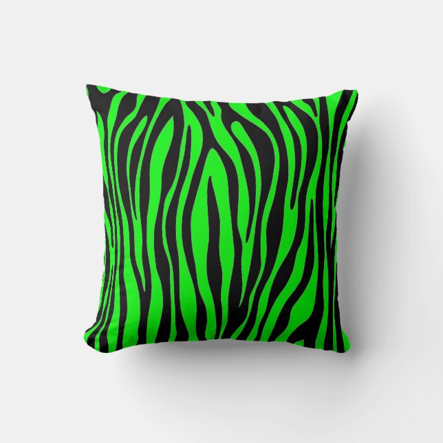 Lime Green Zebra Kussen (Voorkant)