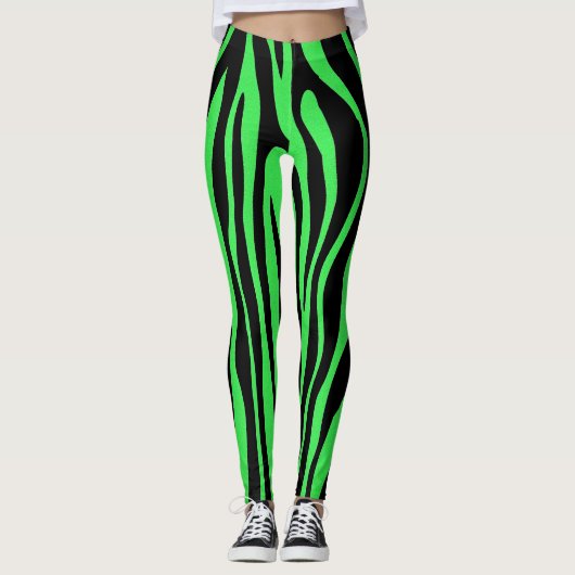 Lime Green Zebra Leggings (Voorkant)
