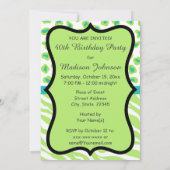 Lime Green Zebra Leopard 40th Birthday Invitation Kaart (Achterkant)