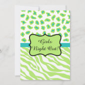 Lime Green Zebra Leopard Girls Night Out Party Kaart (Voorkant)