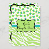Lime Green Zebra Leopard Girls Night Out Party Kaart (Voorkant / Achterkant)