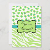 Lime Green Zebra Leopard Invitation Kaart (Voorkant)