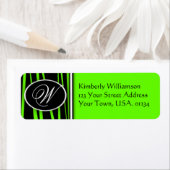 Lime Green Zebra monogram retour adreslabels Etiket (Insitu)