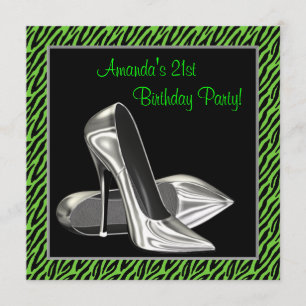 Lime Green Zebra op hoog niveau Birthday Party Kaart