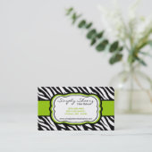 Lime Green Zebra Print Hair Salon Visitekaartje (Staand voorkant)