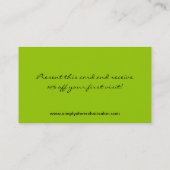 Lime Green Zebra Print Hair Salon Visitekaartje (Achterkant)