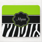 Lime Green Zebra Print Mousepad Muismat (Voorkant)