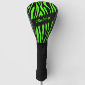 Lime Green Zebra print op maat Golfheadcover (Voorkant)