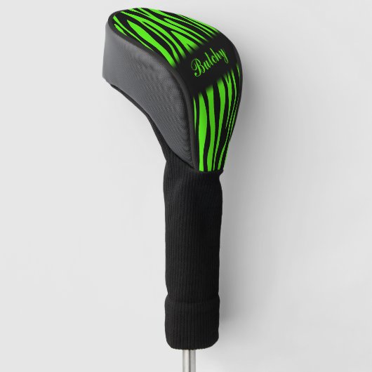 Lime Green Zebra print op maat Golfheadcover (Schuin)
