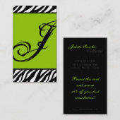 Lime Green Zebra Print Pattern Visitekaartje (Voorkant / Achterkant)