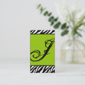 Lime Green Zebra Print Pattern Visitekaartje (Staand voorkant)