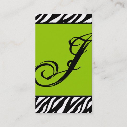 Lime Green Zebra Print Pattern Visitekaartje (Voorkant)