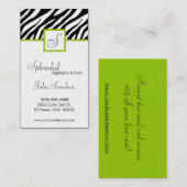 Lime Green Zebra Print Personaliseer Visitekaartje Kortingskaartje (Voorkant / Achterkant)