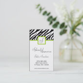 Lime Green Zebra Print Personaliseer Visitekaartje Kortingskaartje (Staand voorkant)