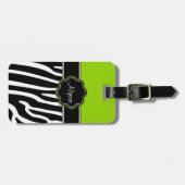 Lime Green Zebra Print Personalized Bagagelabel (Voorkant horizontaal)