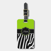 Lime Green Zebra Print Personalized Bagagelabel (Voorkant verticaal)