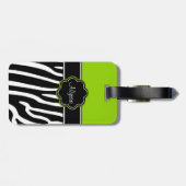 Lime Green Zebra Print Personalized Bagagelabel (Achterkant horizontaal)