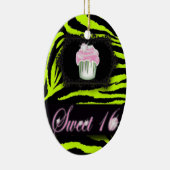 Lime Green Zebra print Sweet 16 Gift Ornament (Rechts)
