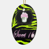Lime Green Zebra print Sweet 16 Gift Ornament (Links)