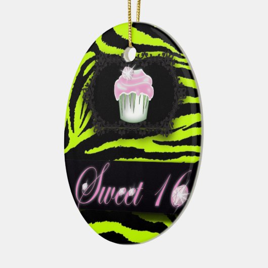 Lime Green Zebra print Sweet 16 Gift Ornament (Links)