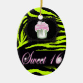 Lime Green Zebra print Sweet 16 Gift Ornament (Voorkant)