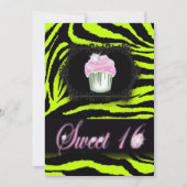 Lime Green Zebra Print Sweet 16 Party Uitnodiging (Voorkant)