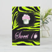 Lime Green Zebra Print Sweet 16 Party Uitnodiging (Staand voorkant)