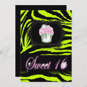 Lime Green Zebra Print Sweet 16 Party Uitnodiging (Voorkant / Achterkant)