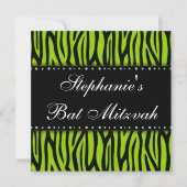 Lime Green Zebra Printed Diamonds Bat Mitzvah Kaart (Voorkant)