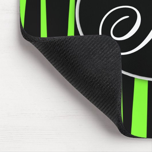 Lime Green Zebra Stripes Monogrammed Muismatten (Hoek)