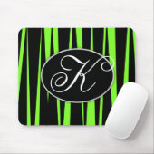 Lime Green Zebra Stripes Monogrammed Muismatten (Met muis)