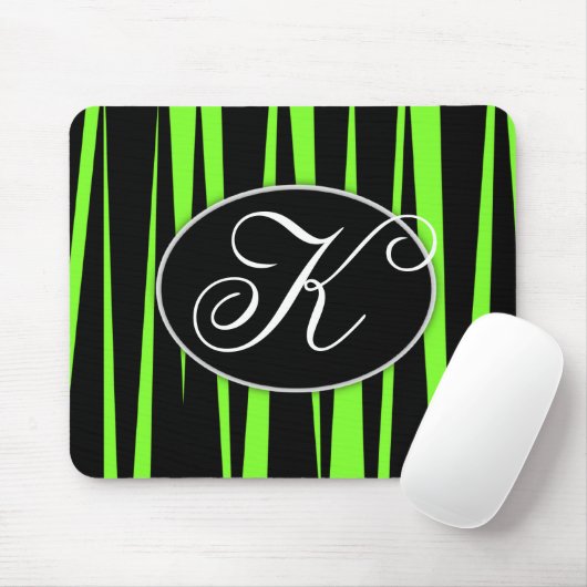 Lime Green Zebra Stripes Monogrammed Muismatten (Met muis)