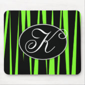 Lime Green Zebra Stripes Monogrammed Muismatten (Voorkant)