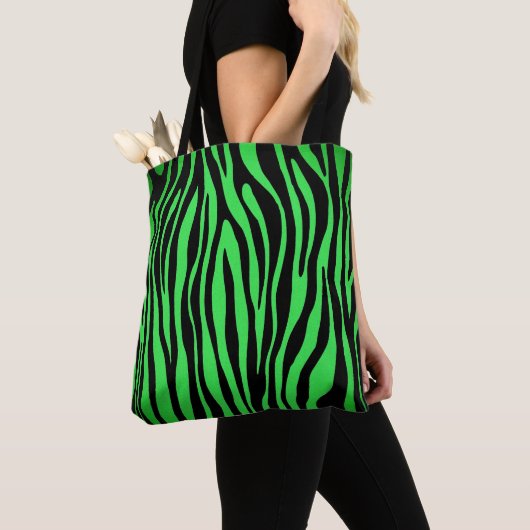 Lime Green Zebra Tote Bag (Dichtbij)