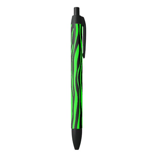 Lime Green Zebra Zwarte Inkt Pen (Achterkant (Verticaal))