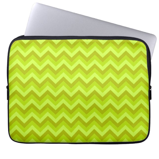 Lime Green Zig Zag Pattern. Laptop Sleeve (Voorkant)