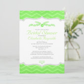 Lime Green Zigzag Bridal Shower Invitations Kaart (Staand voorkant)